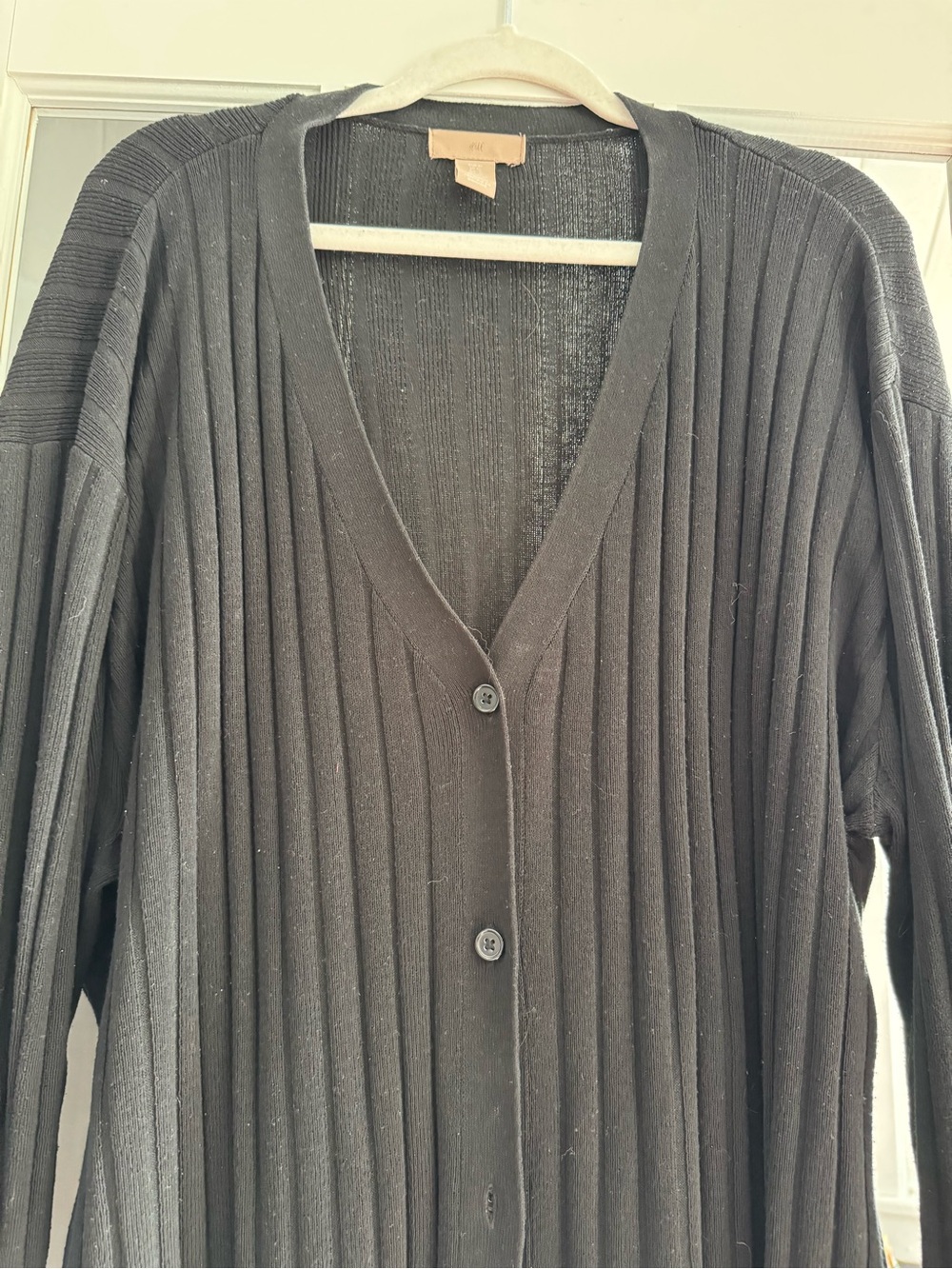 H&M Black Long Ribbed Button-Up Cardigan - Picture 4 of 5